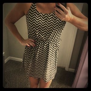 Black and off white chevron dress